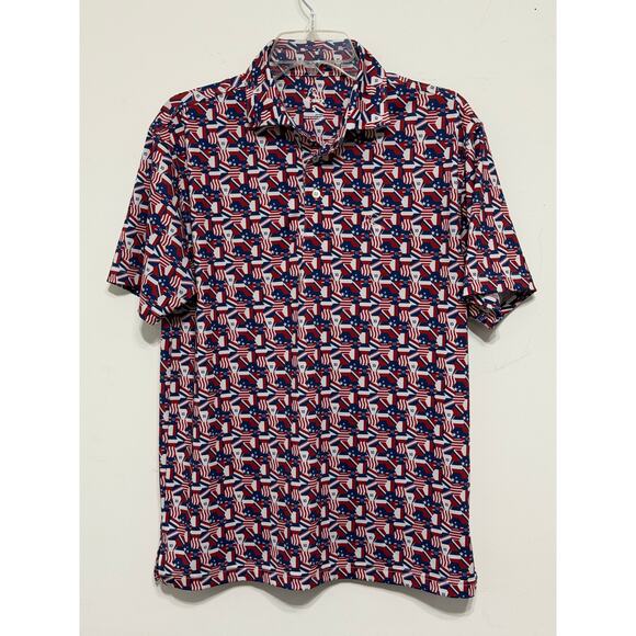 Rhoback Other - RHOBACK Mens USA flag print polo sz S patriotic golfcore preppy July 4th summer